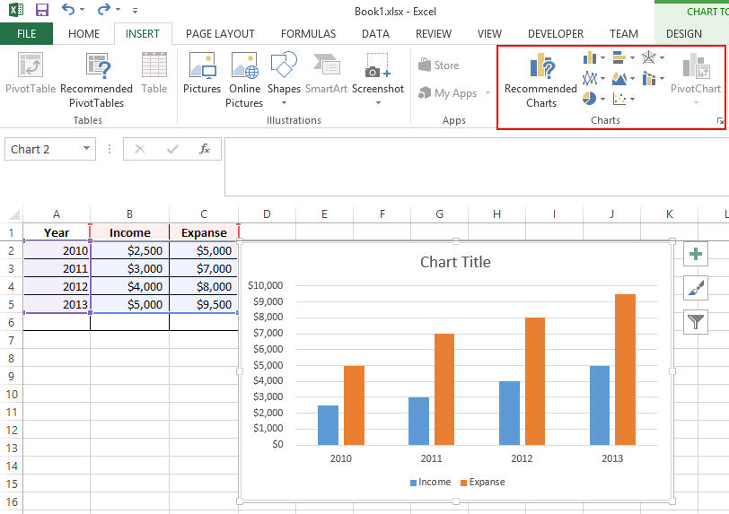 excel to chart