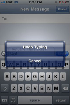 undo typing iphone
