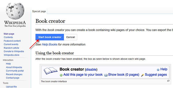 start wikipedia ebook