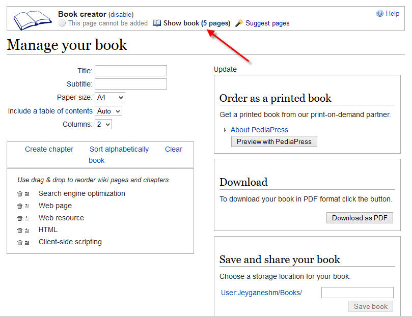 wikipedia manage ebook