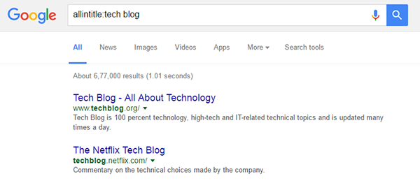 Google Title keyword search
